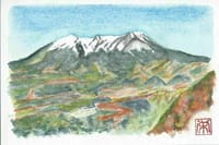 絵ハガキ(中部山岳の山)を描く