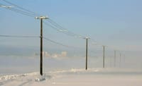 電柱と電線も雪景色の引き立て役
