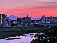二子玉川駅からの夕景と富士山、川崎市から撮った都心のビルからの日の出