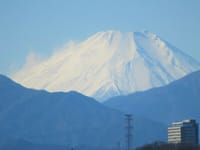 府中市分倍河原から見た富士山、分倍河原古戦場、富士山の左に落ちる太陽