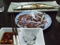 今日の夕飯は適度の焼酎と土佐の鰹のたたきと秋刀魚の塩焼きでした。