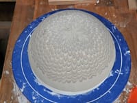 ウズラ模様の鉢成形
