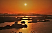 連休前の絶景は松島湾の夕陽