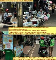 画像シリーズ465「ジャカルタ、KSトゥブン通りの歩道を露天商が占領し、歩行者は脇に追いやられ」”PKL Kuasai Trotoar Jalan KS Tubun Jakarta, Pejalan Kaki Minggir”