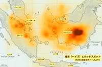 （ヘイズ継続-06）「NASA衛星によると、カリマンタンの森林火災の様子はこのようだ」  “Seperti Ini Penampakan Kebakaran Hutan Kalimantan Menurut Satelit NASA”