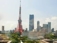 港区役所展望室から見る東京タワー、増上寺！