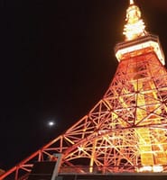 東京タワーとほぼ満月🌕　六本木イルミネーション