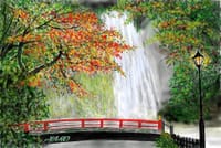 秋の箕面の滝（PC画）