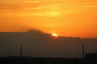 写真は、玉川高島屋から日没の富士山、つけ天、紅梅