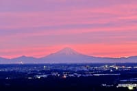 筑波山麓からの夕景の富士山