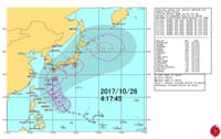 台風22号の予想進路・10月26日今朝の気温9.5℃