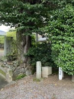 読みづらい芭蕉の句碑・関川神社境内（赤坂宿）
