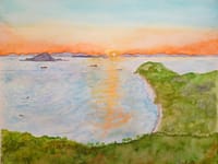 風景画　伊良湖の夕日