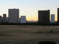 六郷土手からの富士山、二子玉川駅から日の出前の風景、二子玉川駅からの富士山