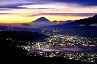 高ﾎﾞｯﾁ高原から諏訪湖と富士山を撮る