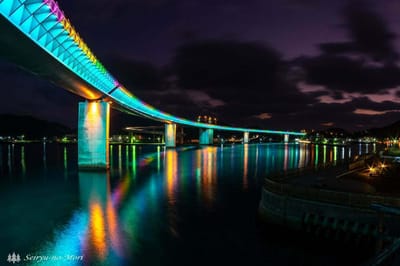 水彩画その３９６：熊本・天草・牛深はハイヤ大橋