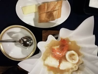 「ブイヤベース」とパン   お箸で食べる洋食フレンチ夕食  (伊勢志摩ツアー２日目)    2023年３月17日