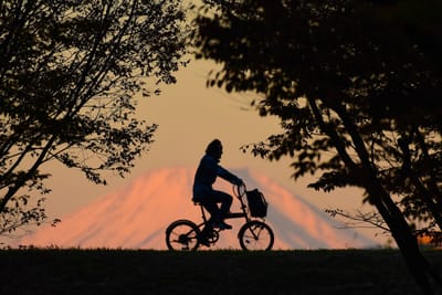 朝焼け富士を背景に-2