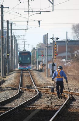 富山の鉄道春景色2021 富山市内軌道保守点検