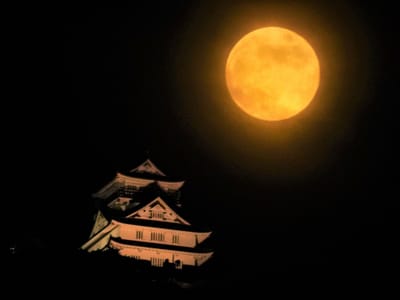 岐阜城と満月（３）
