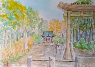 水彩画その４１７：熊本・菊陽町・菅原神社