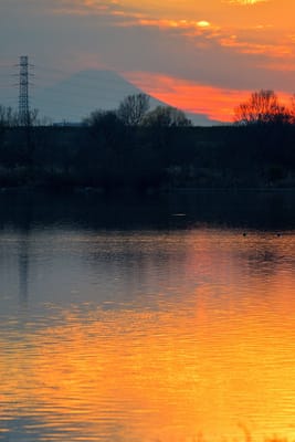 彩湖の夕焼け