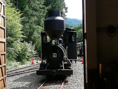 「ボールドウィン蒸気機関車」　森林鉄道記念館  (信州碧の５つの遊覧巡りツアー２日目)    2023年7月30日
