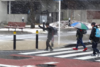 横浜に久し振りの雪