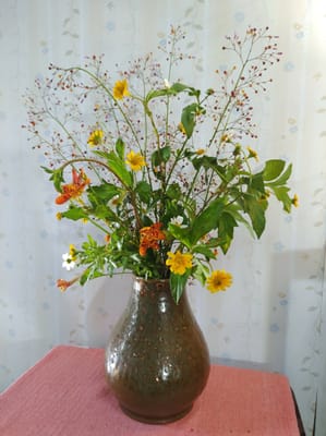 野の花とゴミ置き場で拾った花瓶
