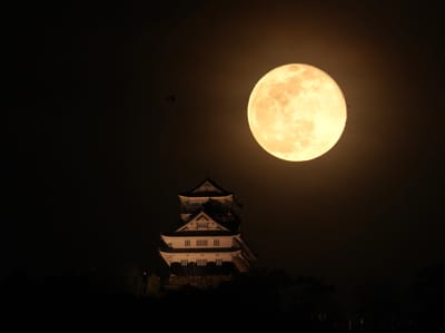 岐阜城と満月（２）