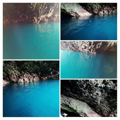 洞窟内の様子　　　文字通りの青の洞窟  (幻想的な渡島半島巡りツアー２日目)④  2022年5月23日