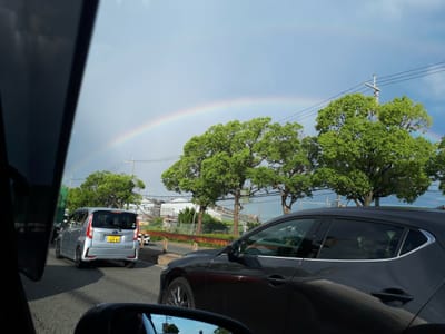 車から見た虹