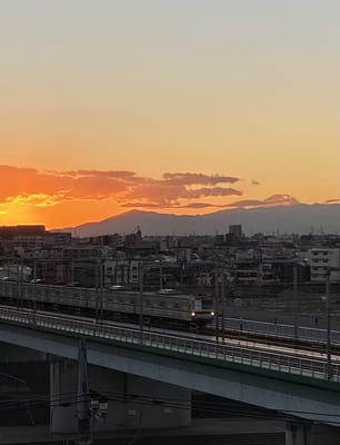 夕焼け&富士山＆東横線