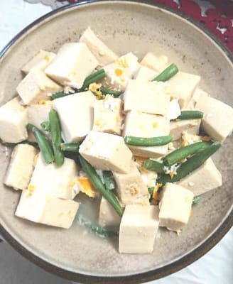 高野豆腐とインゲン卵とじ
