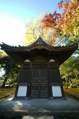 秋の旧天瑞寺寿塔覆堂