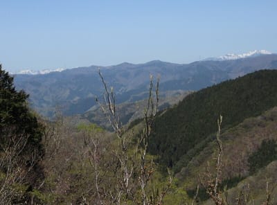 右が皇海山、左の白いのが武尊岳