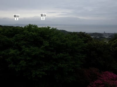武山の展望台から房総半島　海を撮るとツツジが暗いし