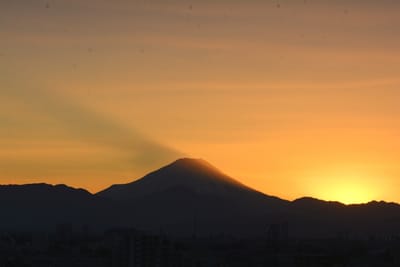 日没直後の富士山です