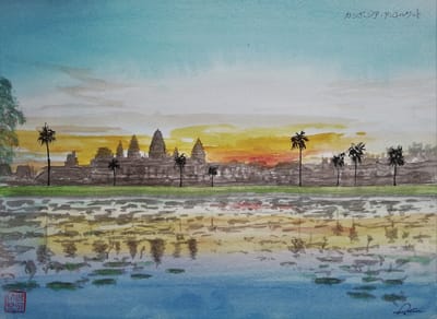 水彩画その３２８：カンボジア・アンコールワット