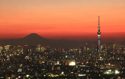 日本全国一日中秋晴れの日の夕景