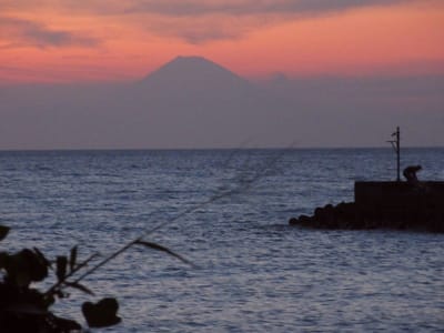 夕日が沈んでから富士山が大きく見えて来た