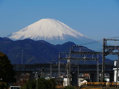  新松田川音川橋梁付近から見た富士山