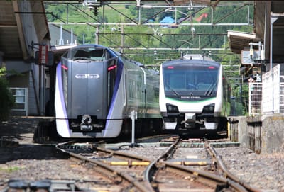 長野の鉄道春景色　大糸線のスター列車並び！
