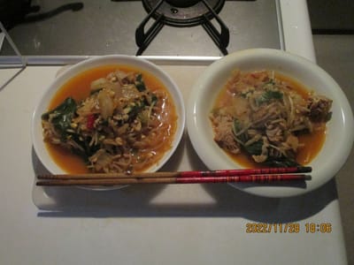中華鍋で作ったキムチ鍋