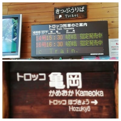 ①ー2　   今から乗ります　　亀岡駅トロッコ列車乗車（亀岡駅→嵯峨野駅 ） (乗り物と緑が美しい寺社巡りツアー２日目)  2022年6月18日