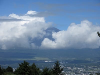 乙女峠登山口から、今日も微妙な富士山