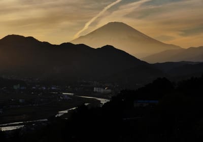 松田山から見た富士山（夕景）