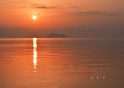 夜と朝の光景ー琵琶湖