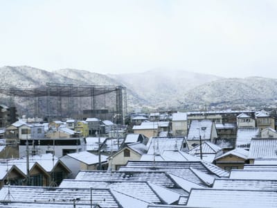 今朝の京都は雪景色