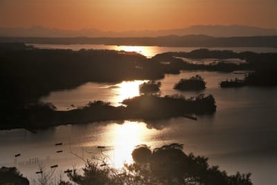 松島の夕日を大高森からお届け・・・・来週は名月の・・・。